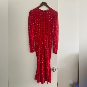 Vanessa Bruno red maxi polka dot dress long sleeve